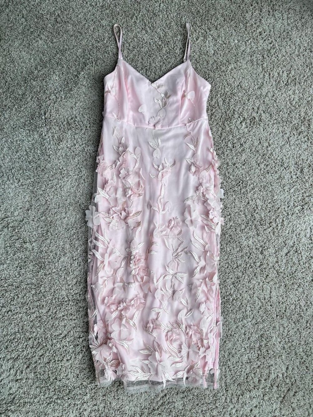 Lulus Pink Spaghetti Strap Floral Midi Dress